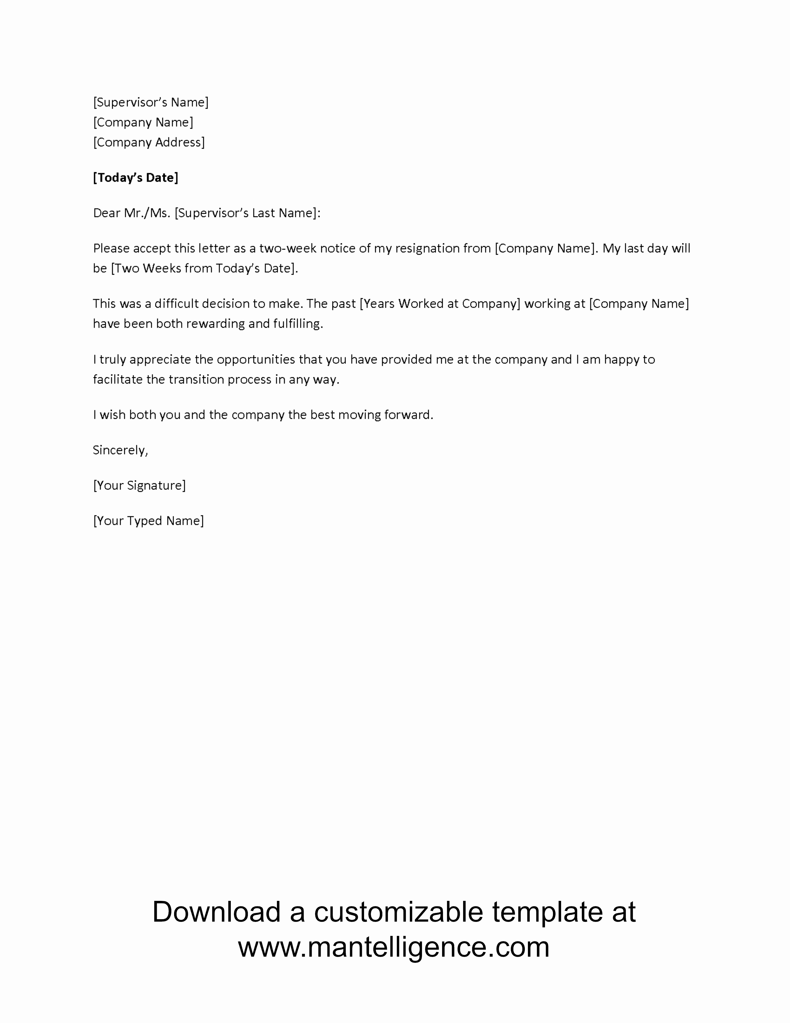 2 Week Notice Template Word Inspirational 3 Highly Professional Two Weeks Notice Letter Templates