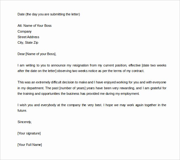2 Week Notice Template Word Lovely 34 Two Weeks Notice Letter Templates Pdf Google Docs