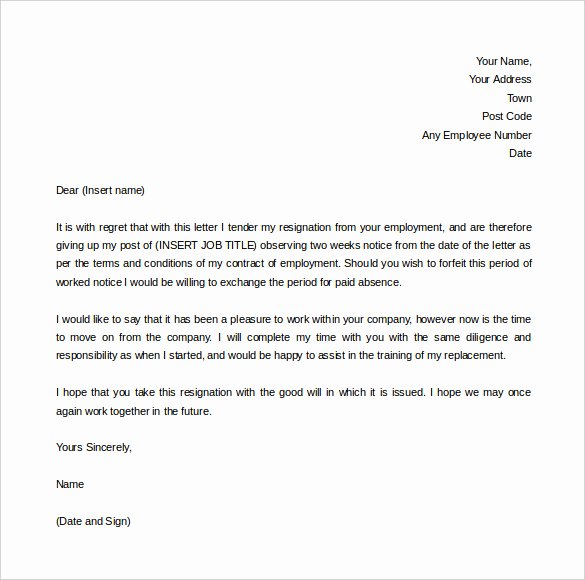 2 Week Notice Template Word Unique 34 Two Weeks Notice Letter Templates Pdf Google Docs