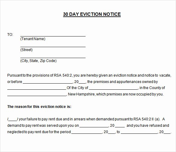 30 Day Eviction Notice Template Lovely Sample 30 Day Notice Template 10 Free Documents In Pdf
