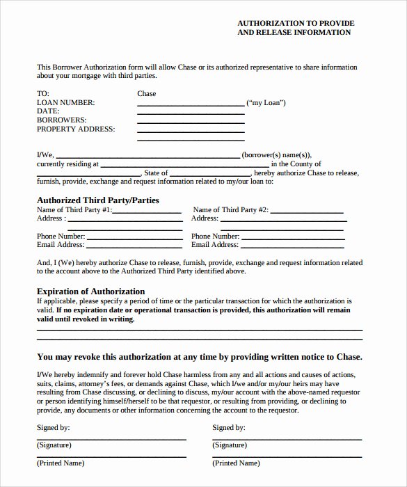 3rd Party Authorization form Template New Sample Third Party Authorization Letter – 8 Free
