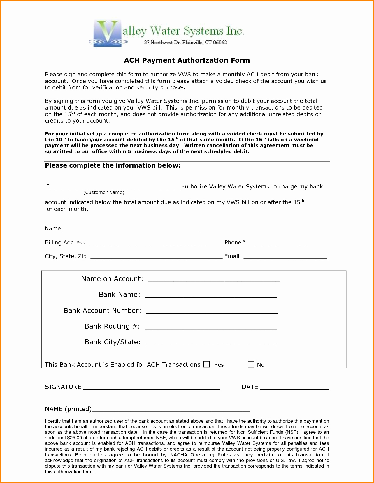 Ach Deposit Authorization form Template Lovely 30 Of Free Ach Authorization form Template