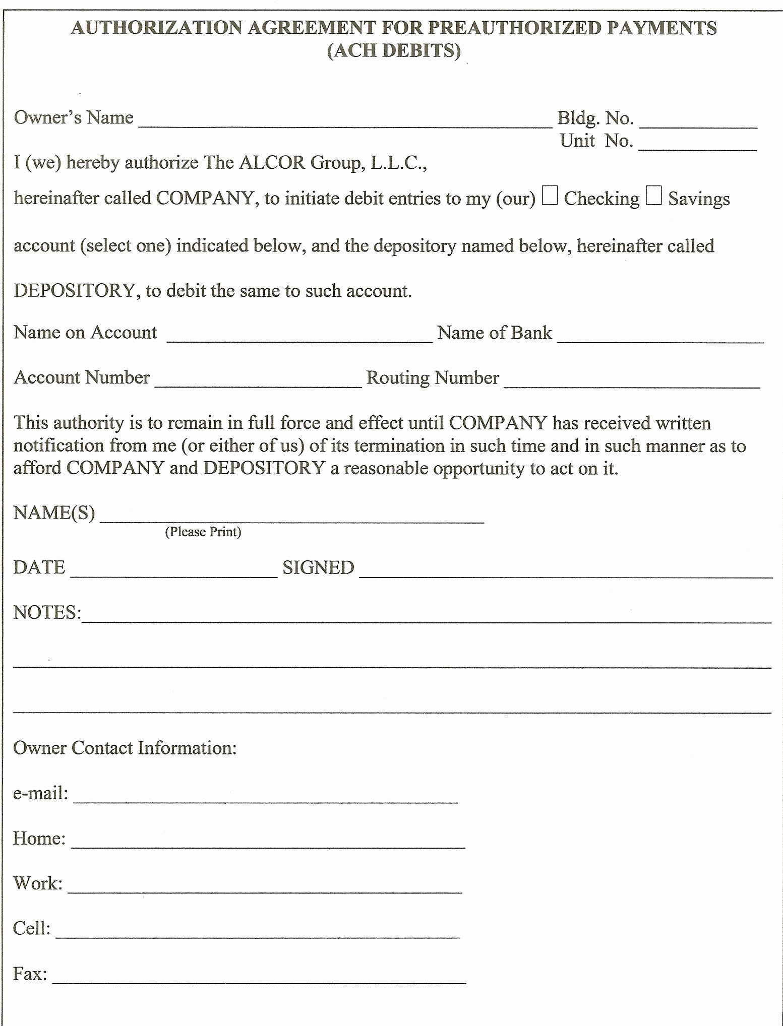 Ach Deposit Authorization form Template New 21 Of Free Ach Risk assessment Template