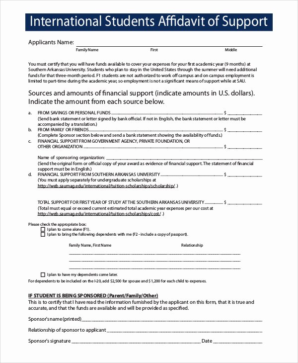 Affidavit Of Support Template New 29 Of Template Affidavit From Spouse Immigration