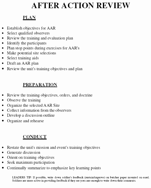 After Action Report Template Fresh after Action Review Armystudyguide
