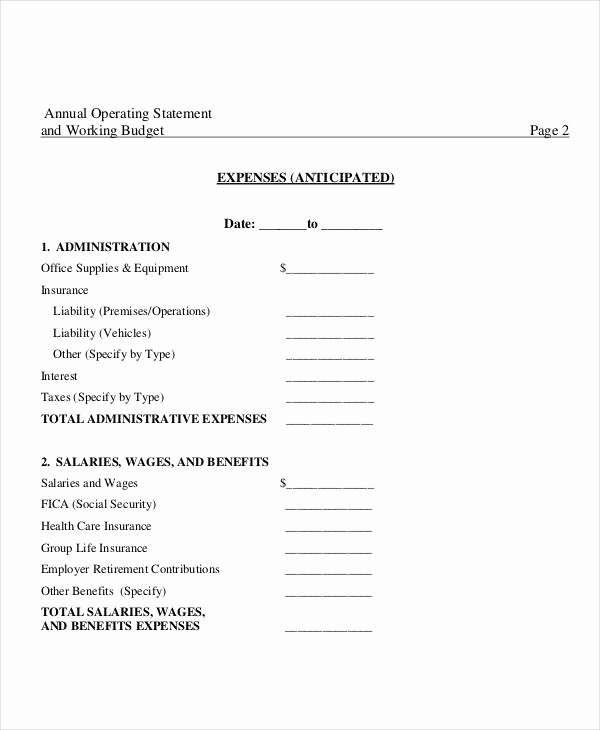 Annual Operating Budget Template Unique Operating Bud Template 12 Free Pdf Word Documents