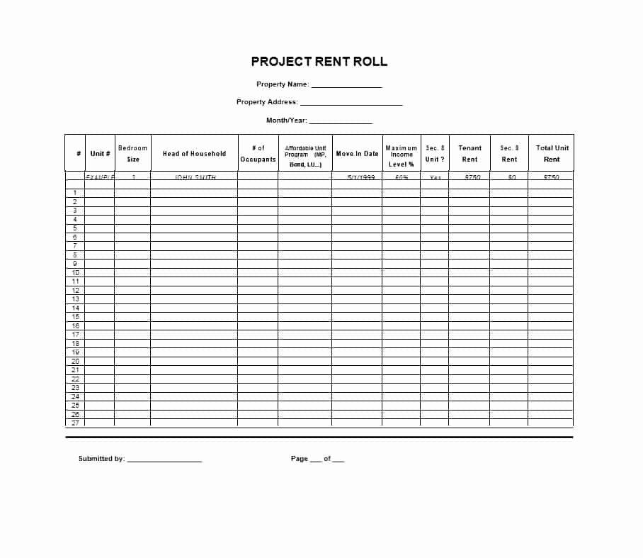 Apartment Rent Roll Template New 47 Rent Roll Templates &amp; forms Template Archive
