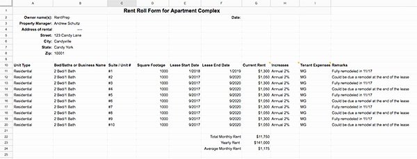 Apartment Rent Roll Template Unique Rent Roll Template and forms