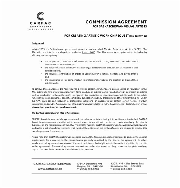 Artist Commission Contract Template Best Of 12 Mission Agreement Templates Word Pdf Apple