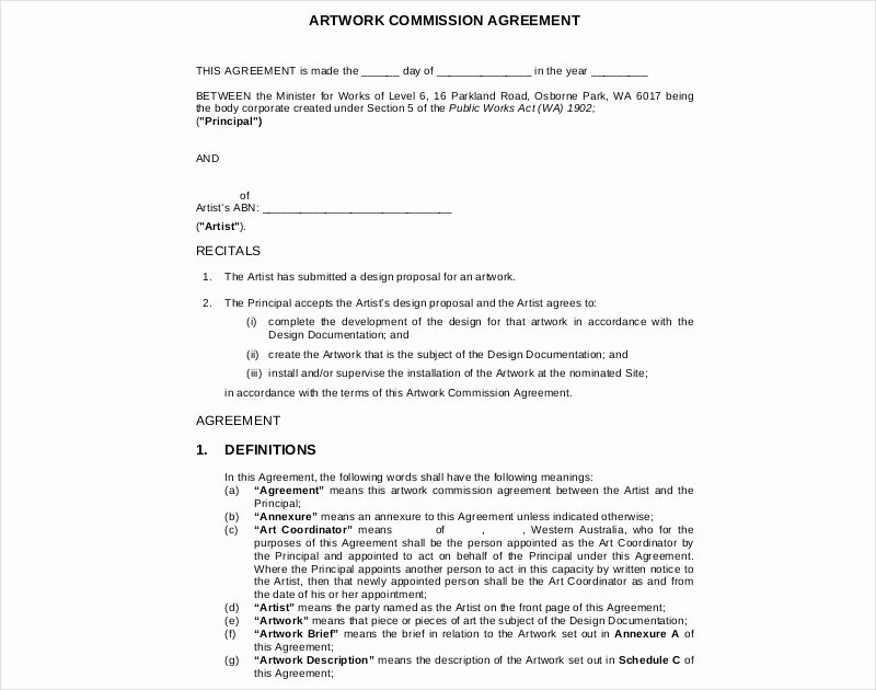 Artist Commission Contract Template Luxury 16 Mission Agreement Examples Pdf Doc Pages