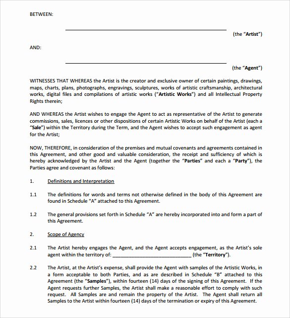Artist Commission Contract Template Unique 12 Artist Contract Templates Pages Word Docs