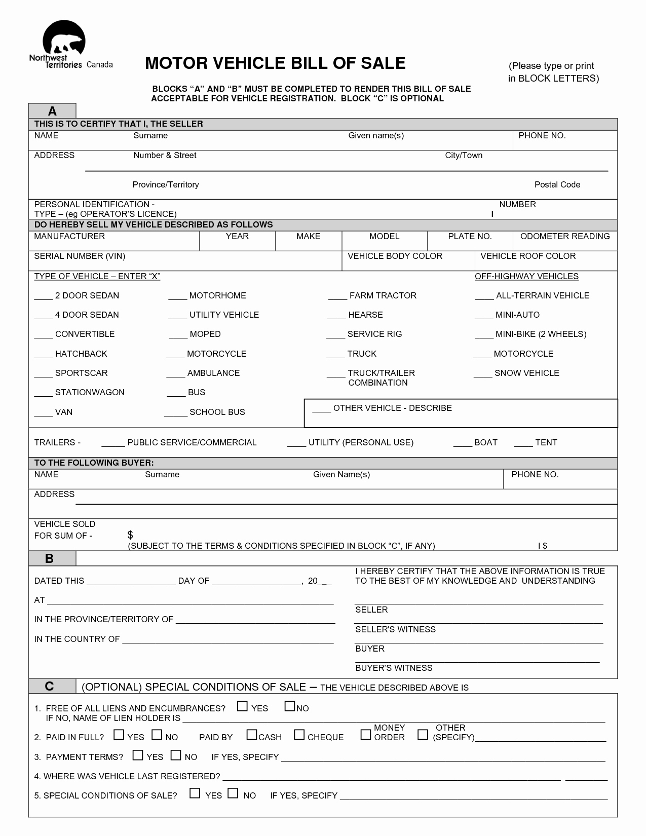 Auto Bill Of Sale Template Best Of Free Printable Vehicle Bill Of Sale Template form Generic