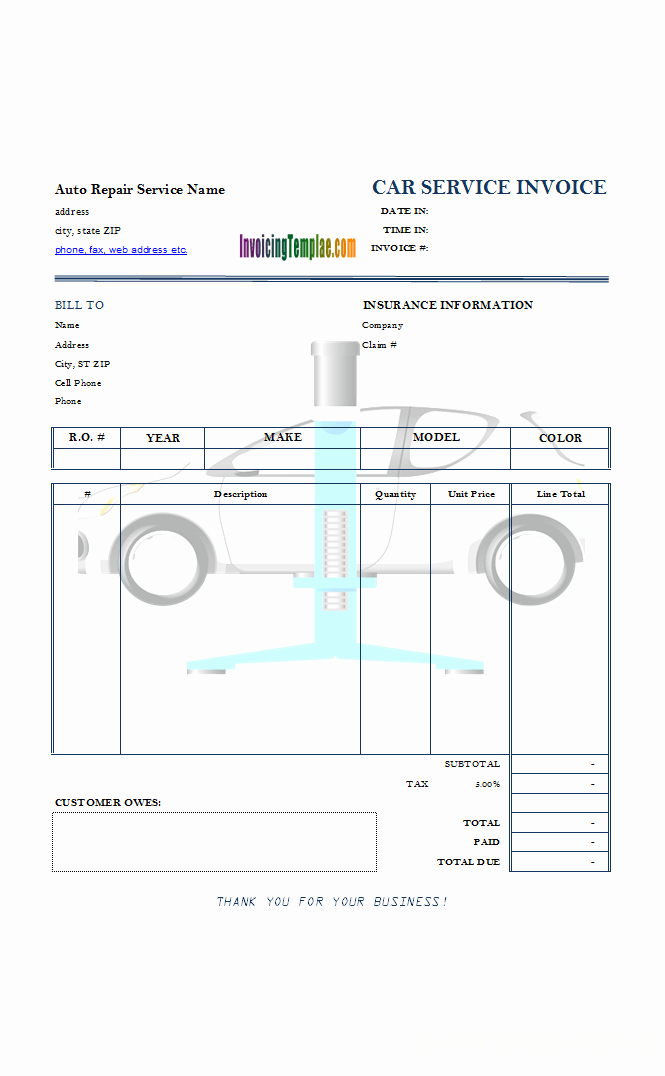 Auto Repair Invoice Template Pdf Inspirational Auto Repair Service Invoice with Car Lift Background Image