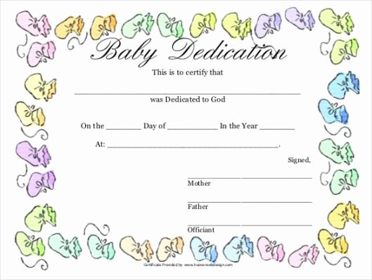 Baby Dedication Certificate Template Luxury Printable Baby Dedication Certificate