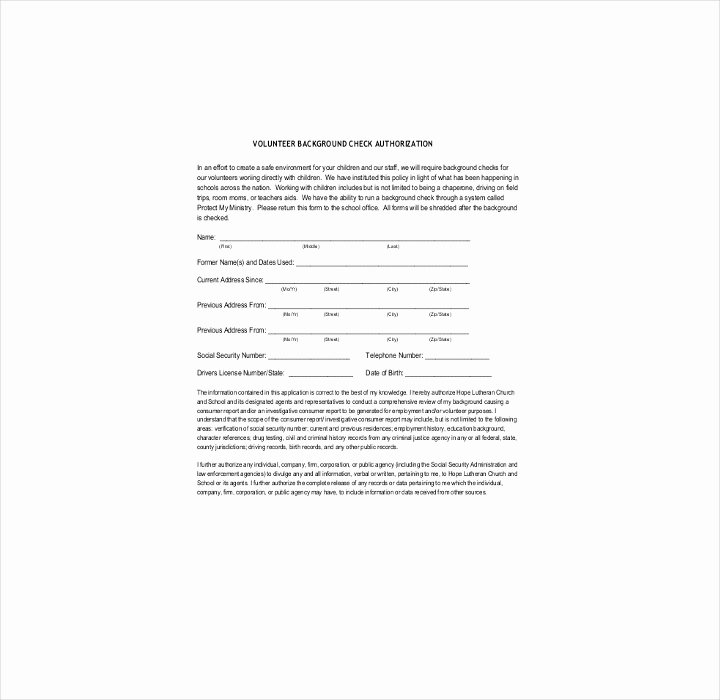 Background Check Authorization form Template Inspirational 9 Background Check Information forms &amp; Templates Pdf