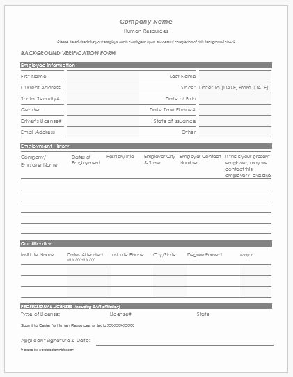 Background Check form Template Elegant Employee Background Verification form