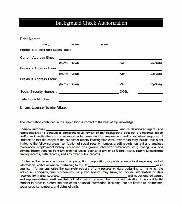 Background Check form Template Free Elegant Background Check form 7 Download Free Documents In Pdf