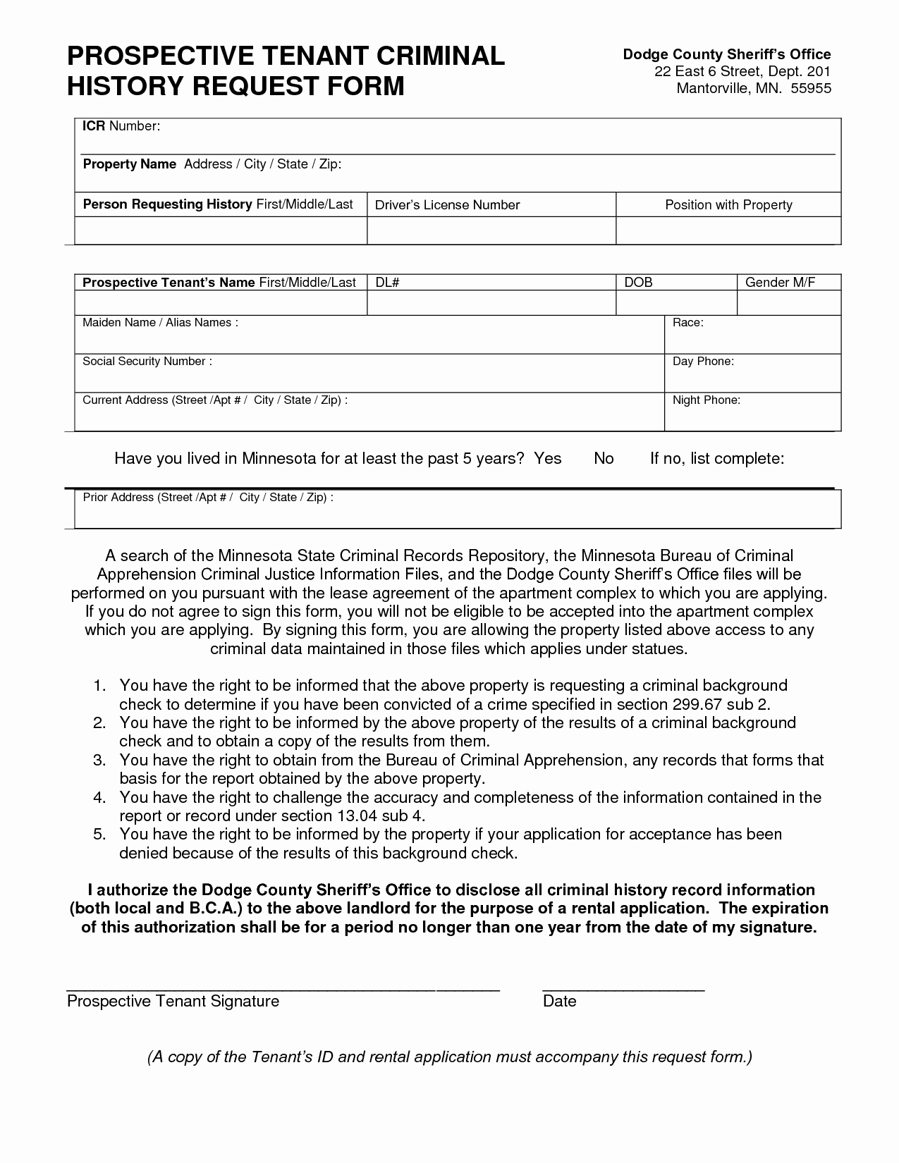 Background Check form Template Free New Tenant Criminal Background Check form Inquire before Your