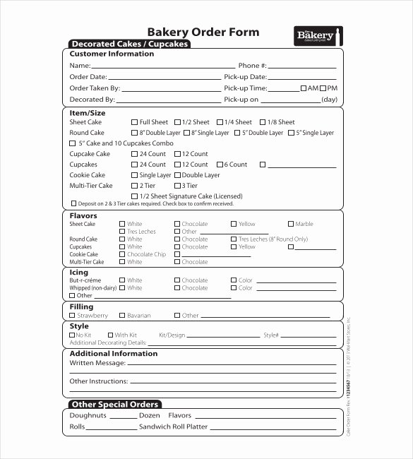 Bakery order forms Template Awesome 20 order Template Word Excel Pdf