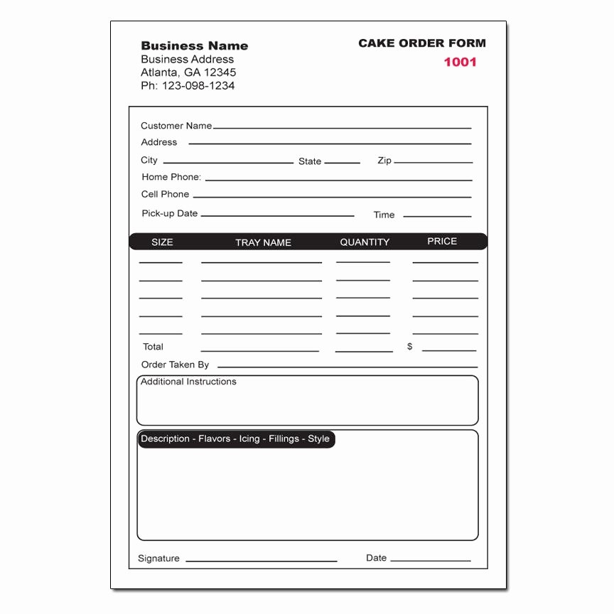 Bakery order forms Template Beautiful Generic Bakery order form Cake order form Template