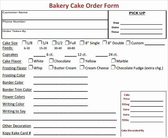 Bakery order forms Template Best Of Sample Cake order form Template 16 Free Documents