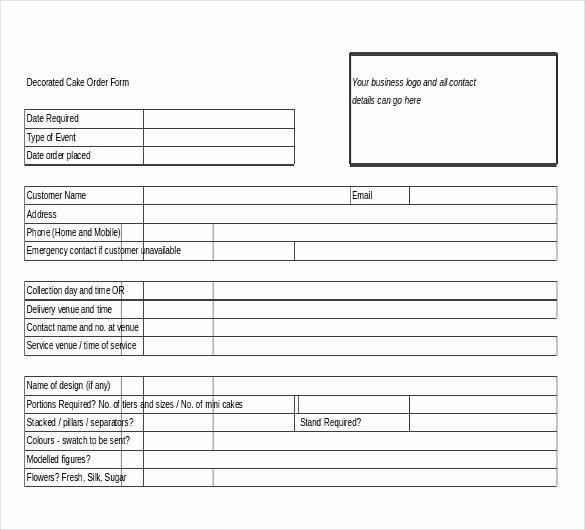 Bakery order forms Template Fresh 29 order form Templates Pdf Doc Excel
