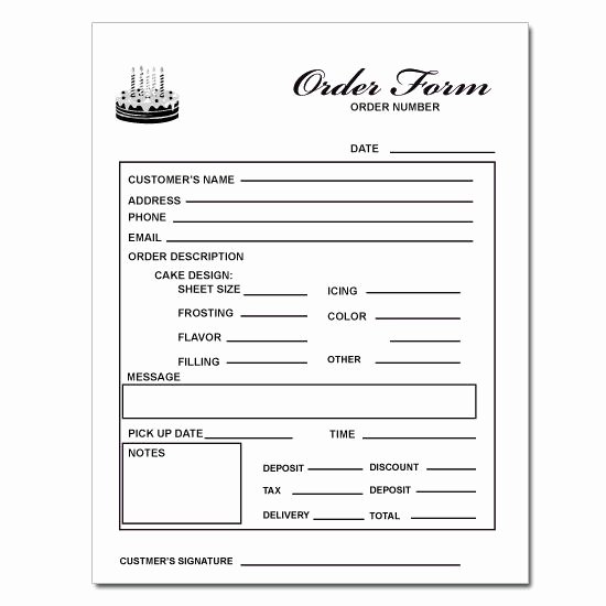Bakery order forms Template Lovely Bakery forms Invoices Receipts Catering