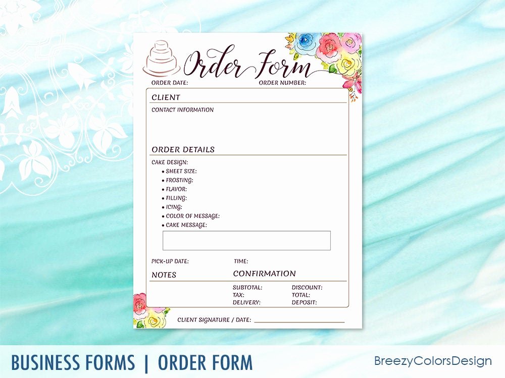 Bakery order forms Template Unique Cake order form for Bakery Business Custom Printable