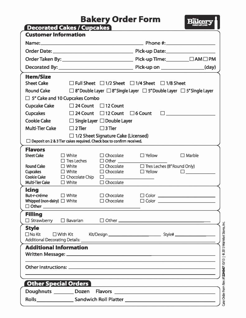 Bakery order forms Template Unique ordering A Custom Cake From Walmart is Not Difficult and