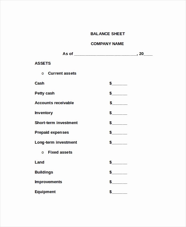 Balance Sheet Template Word Inspirational Balance Sheet 18 Free Word Excel Pdf Documents