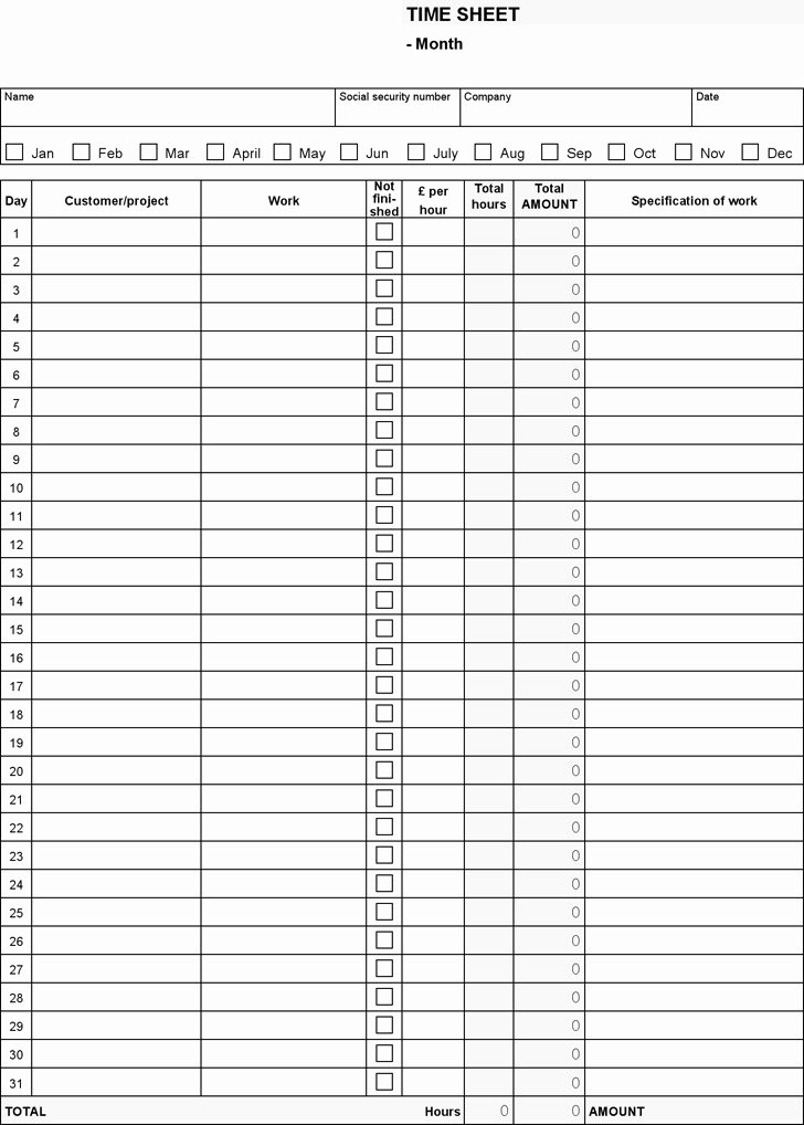 Basic Monthly Timesheet Template Inspirational 3 Monthly Timesheet Template Free Download