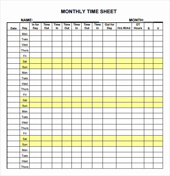 Basic Monthly Timesheet Template Lovely Sample Time Sheet 23 Example format