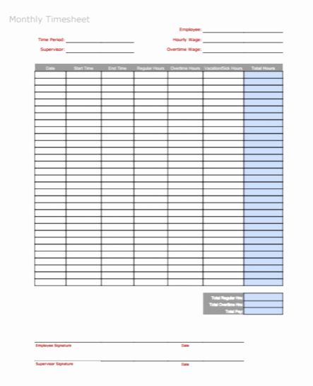 Basic Monthly Timesheet Template Luxury 3 Timesheet Templates to Pay Employees with Ease
