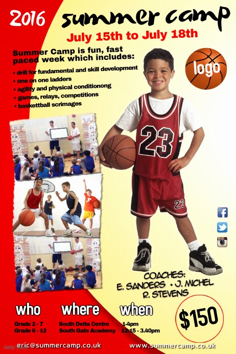 Basketball Camp Flyer Template Lovely Summer Camp Poster Template