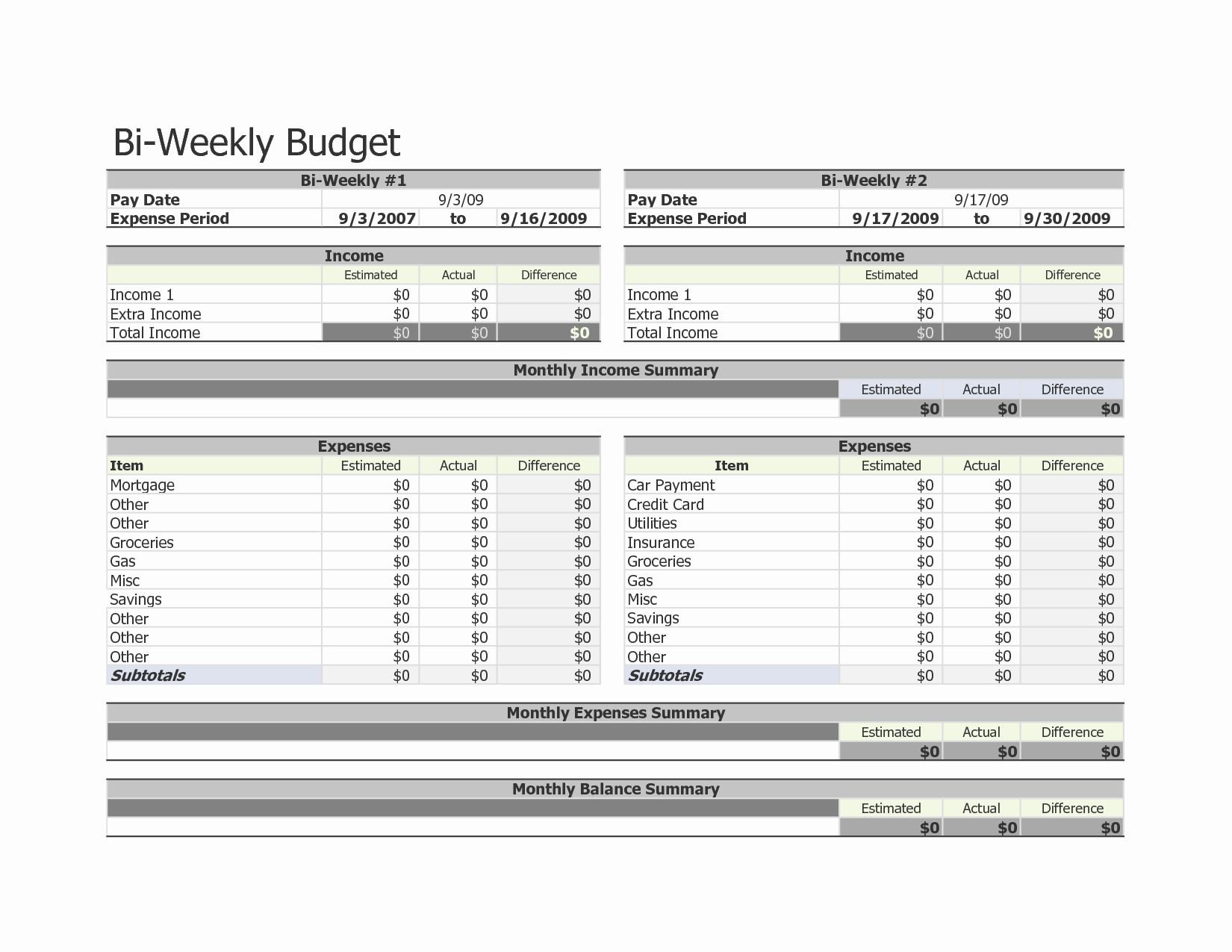 Bi Weekly Budget Excel Template Inspirational Bi Weekly Bud Worksheet Google Search