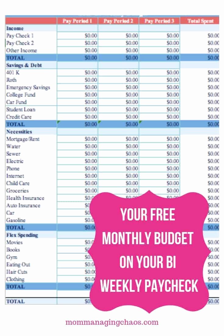Bi Weekly Budget Template Unique How to Bud Bi Weekly Paychecks On A Monthly Bud