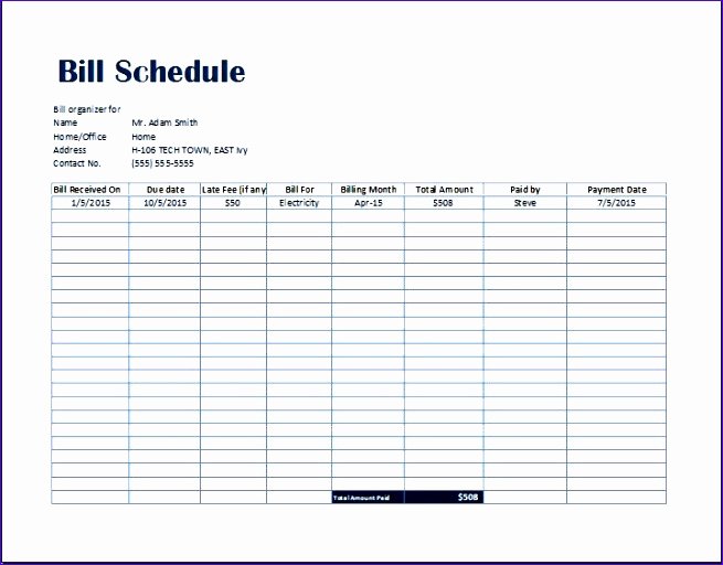 Bill organizer Template Excel Inspirational Simple Bill Payment organizer with Date Tracker Excel