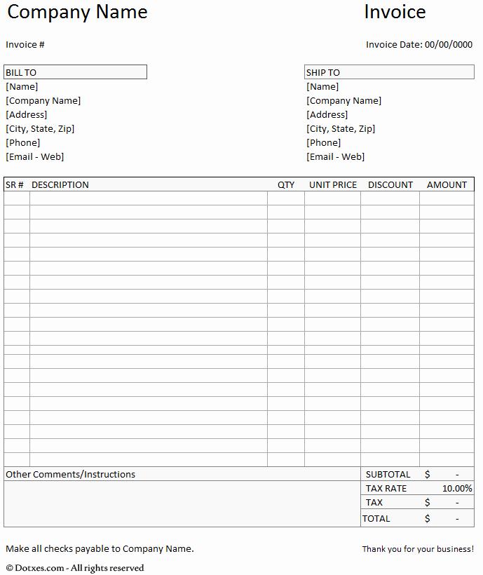 Billing Invoice Template Free Awesome Billing Invoice Template Dotxes