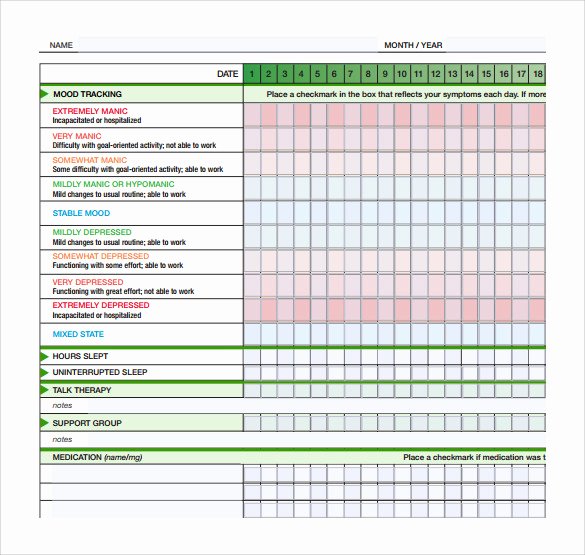 Bipolar Mood Chart Template Unique Sample Mood Chart forms 7 Download Free Documents In