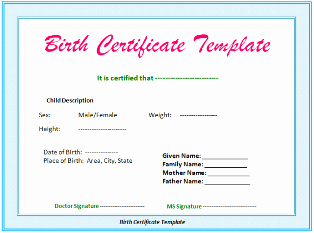 Birth Certificate Template Word Best Of 5 Birth Certificate Templates Excel Pdf formats