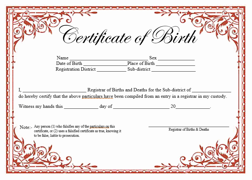 Birth Certificate Template Word Lovely 14 Free Birth Certificate Templates In Ms Word &amp; Pdf