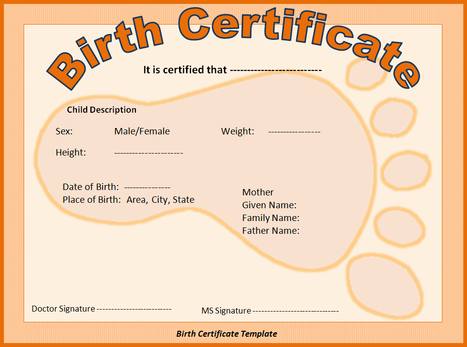 Birth Certificate Template Word Lovely Birth Certificate Template