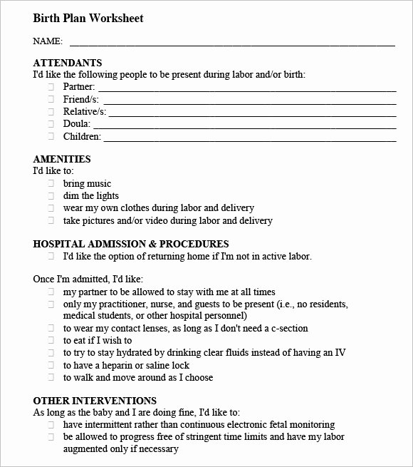 Birth Plan Template Word Document Unique Free 10 Birth Plan Templates In Free Samples Examples