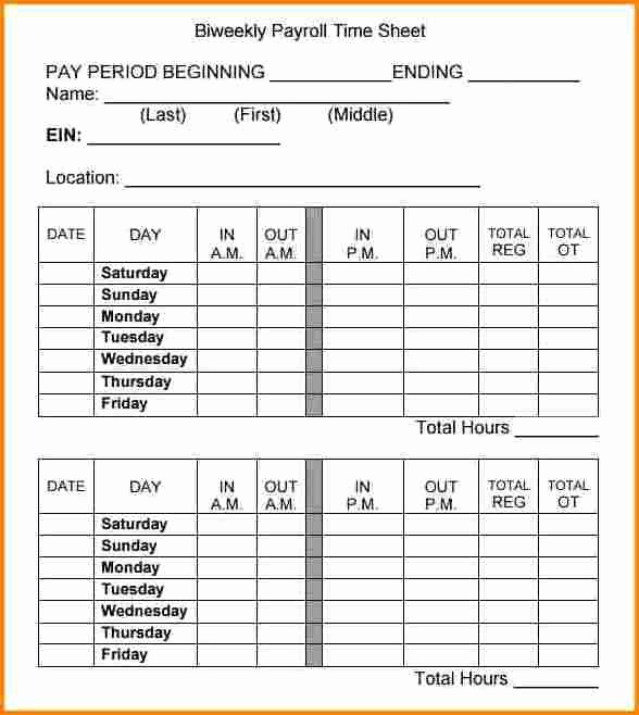 Biweekly Pay Schedule Template Best Of 7 Payroll Timesheet