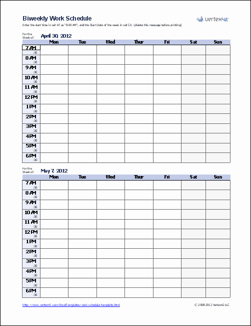 Biweekly Pay Schedule Template Luxury Work Schedule Template for Excel