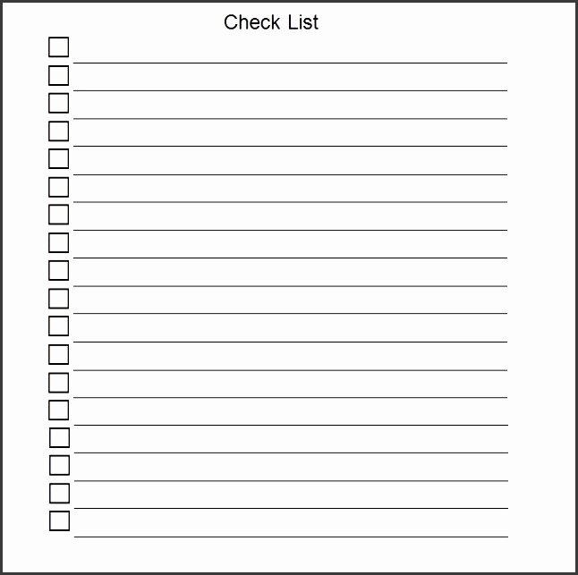 Blank Checklist Template Word Elegant 9 Template for A Checklist Sampletemplatess
