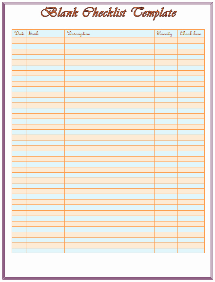 Blank Checklist Template Word Elegant Blank Checklist Template A Simple Checklist
