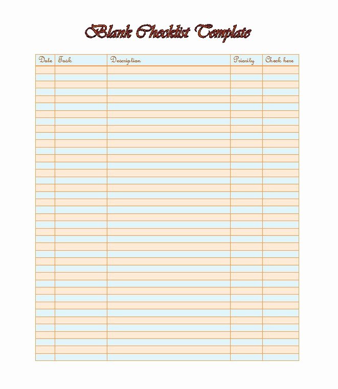 Blank Checklist Template Word Lovely 50 Printable to Do List &amp; Checklist Templates Excel Word
