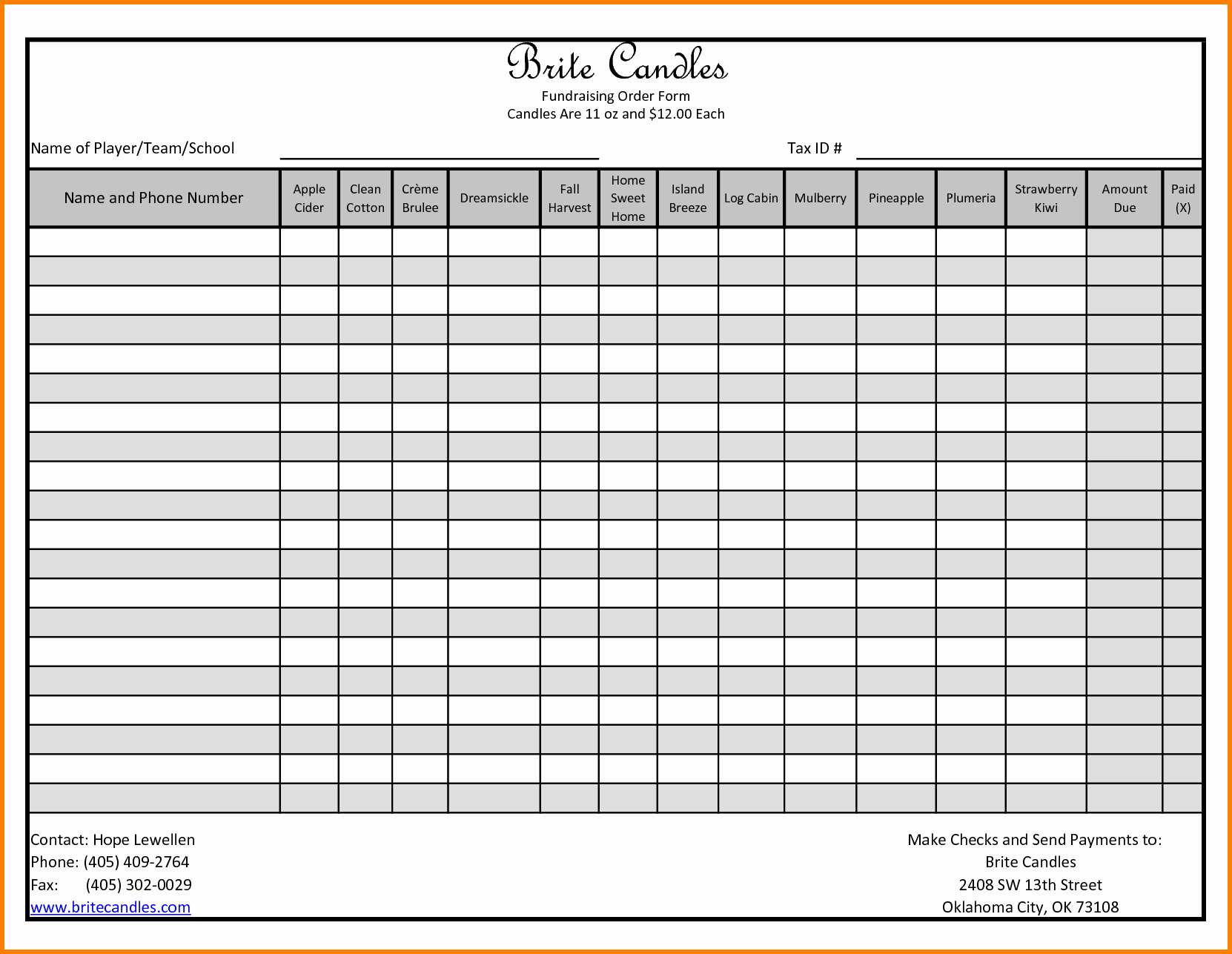 Blank Fundraiser order form Template Elegant Fundraiser order form Template Excel