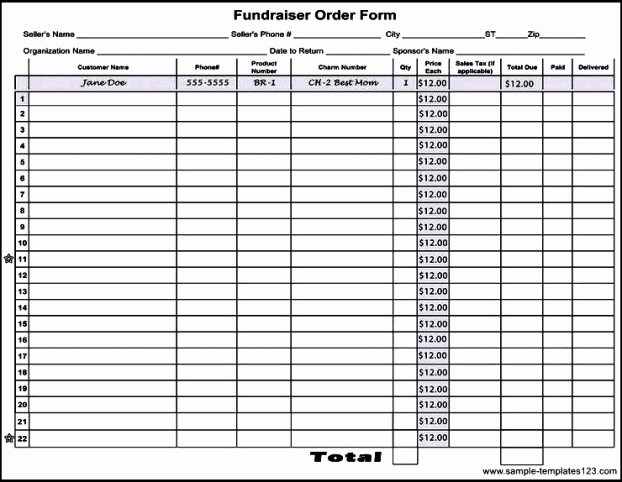 Blank Fundraiser order form Template Inspirational Fundraiser order form